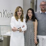 Laura Burdese, Zhang Yi, Ulrich Grimm and Nicole Warne attend the Calvin Klein Watches & Jewelery booth at Baselworld 2015