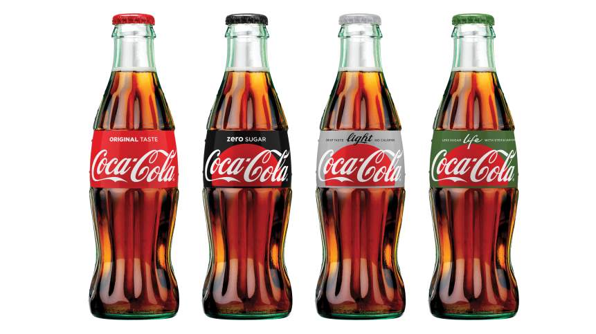 Coca-Cola 'One Brand packaging: 8oz glass bottle line-up. 