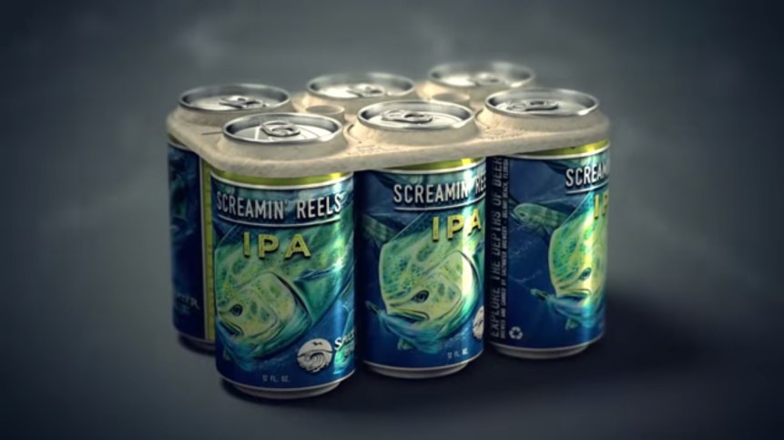 Saltwater Brewery's edible, ocean-friendly six-pack ring solution. 