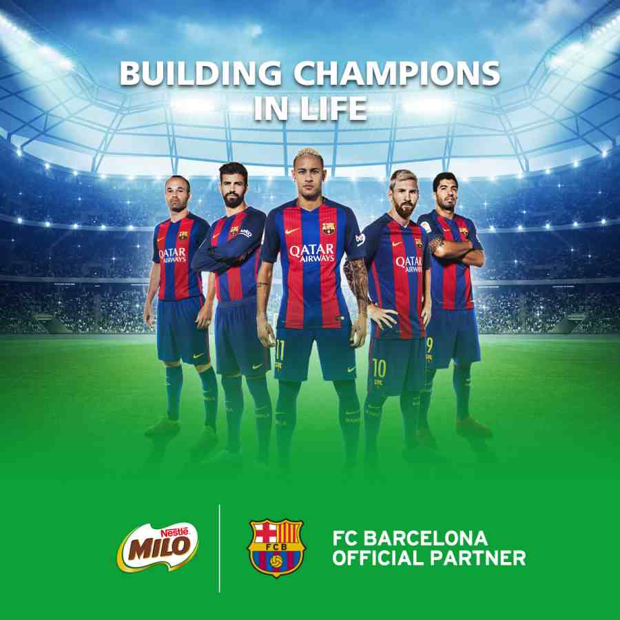 Nestlé Milo will serve as an official sponsor of FC Barcelona for the next four years.