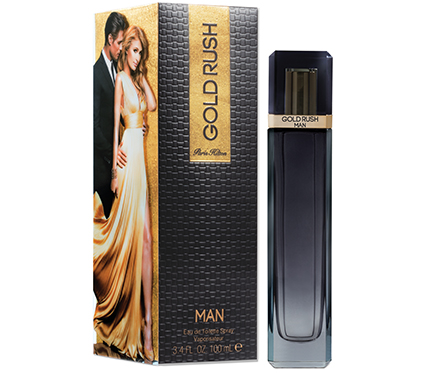 Gold Rush Man Paris Hilton is available exclusively via Perfumania.