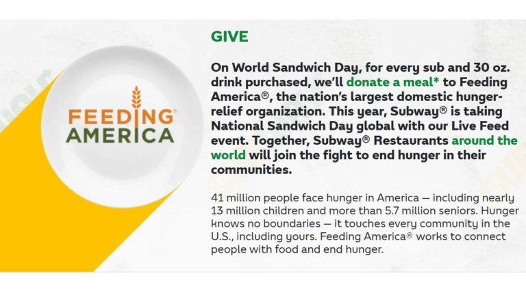 Subway Launches “Live Feed” in Food Donation Efforts