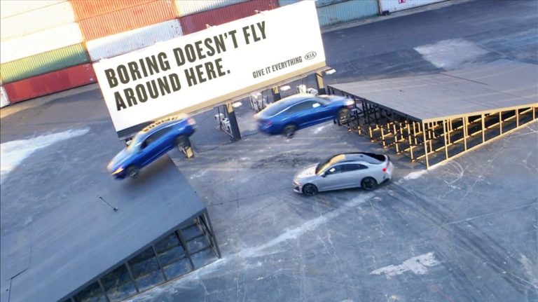 Kia Motors introduces it’s latest sedan with a daring triple threat stunt