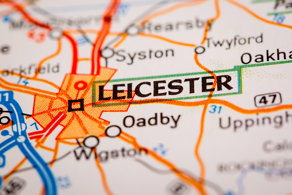 Leicester on a map