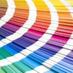 Choosing brand logo colours using colour swatches