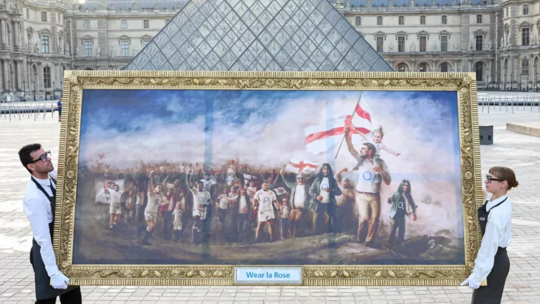 O2 Unveils Artwork Outside The Louvre Ahead of Rugby World Cup 2023