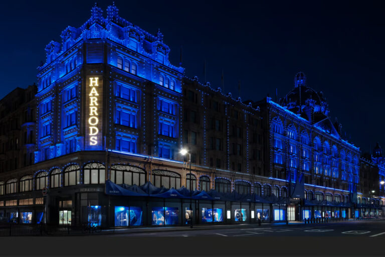 Burberry Paints Harrods in Their New Signature ‘Knight Blue’