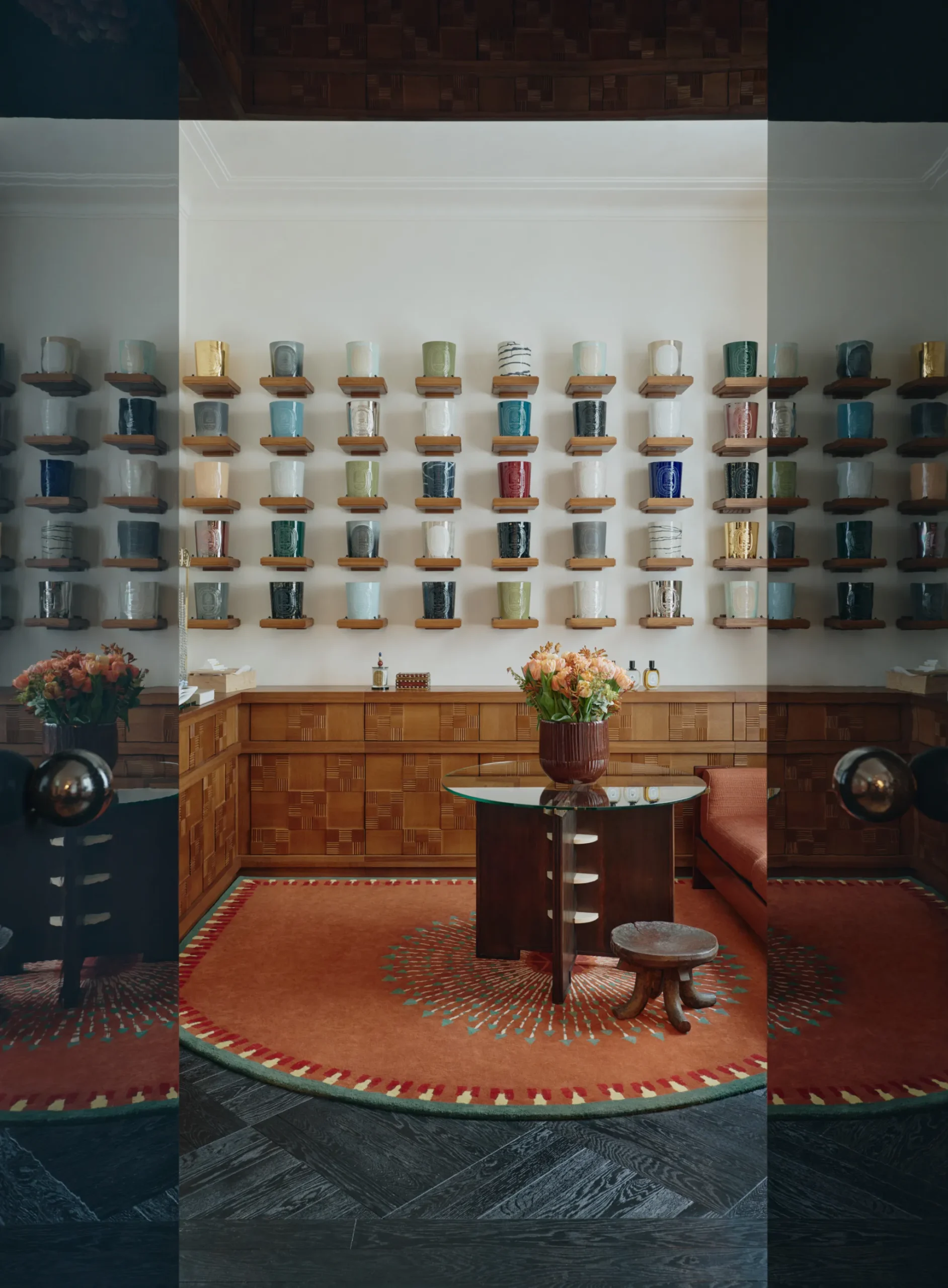 The area dedicated to the customization of candles inside the Maison Diptyque store in Paris. 