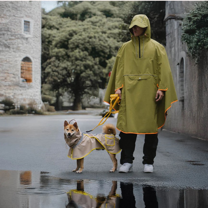 Adjustable Reflective Waterproof with Pocket Dog Human Matching Raincoat-Stay Dry. Image source: Funny Fuzzy