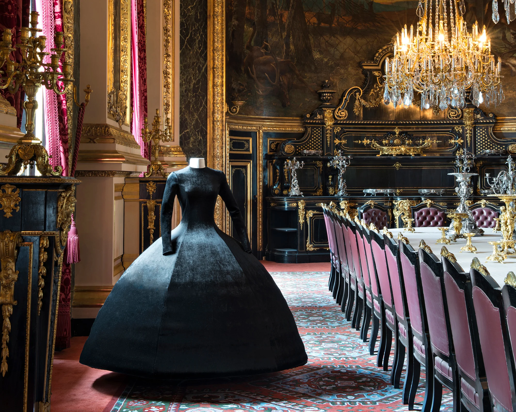 A black velvet gown created by Demna for Balenciaga. Image source: Nicolas Matheus/Musée du Louvre